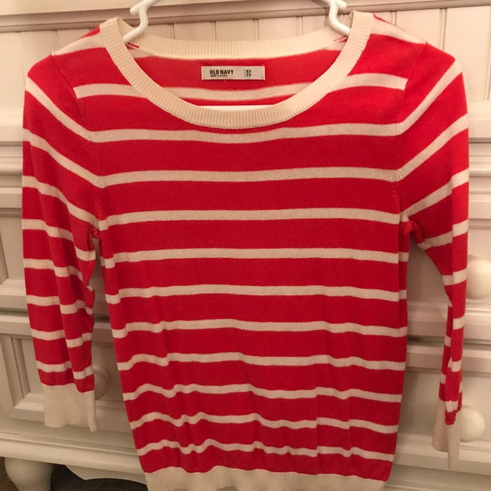 Old Navy- Orange & cream striped sweater, size XS